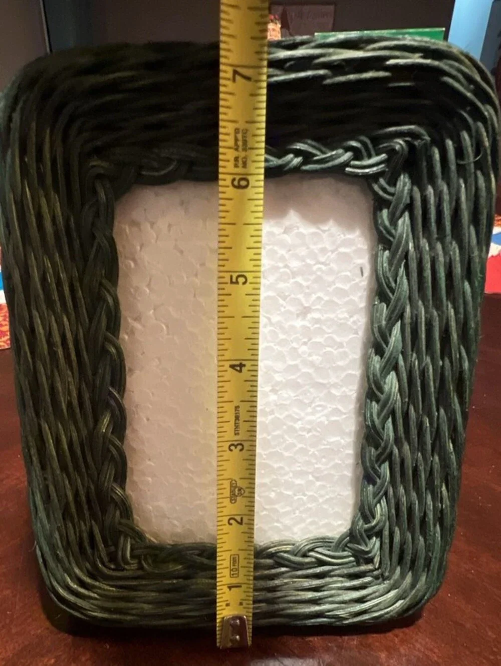 Vintage Two's Company Green Wicker Weave Photo Frame